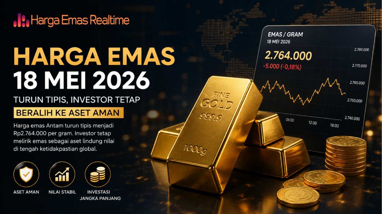 Harga Emas 18 Mei Turun Tipis Saat Investor Tetap Melirik Aset Aman