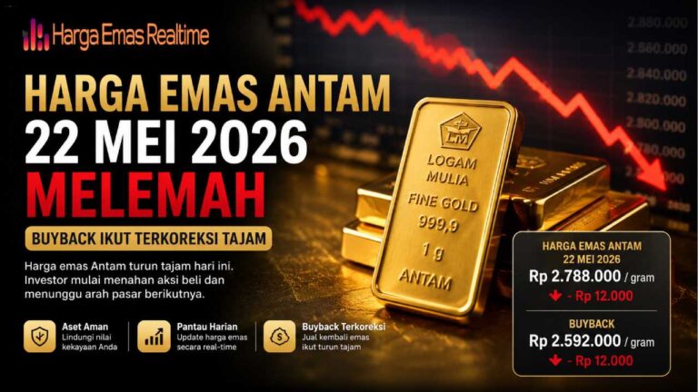 Harga Emas Antam 22 Mei 2026 Melemah, Buyback Turun Tajam