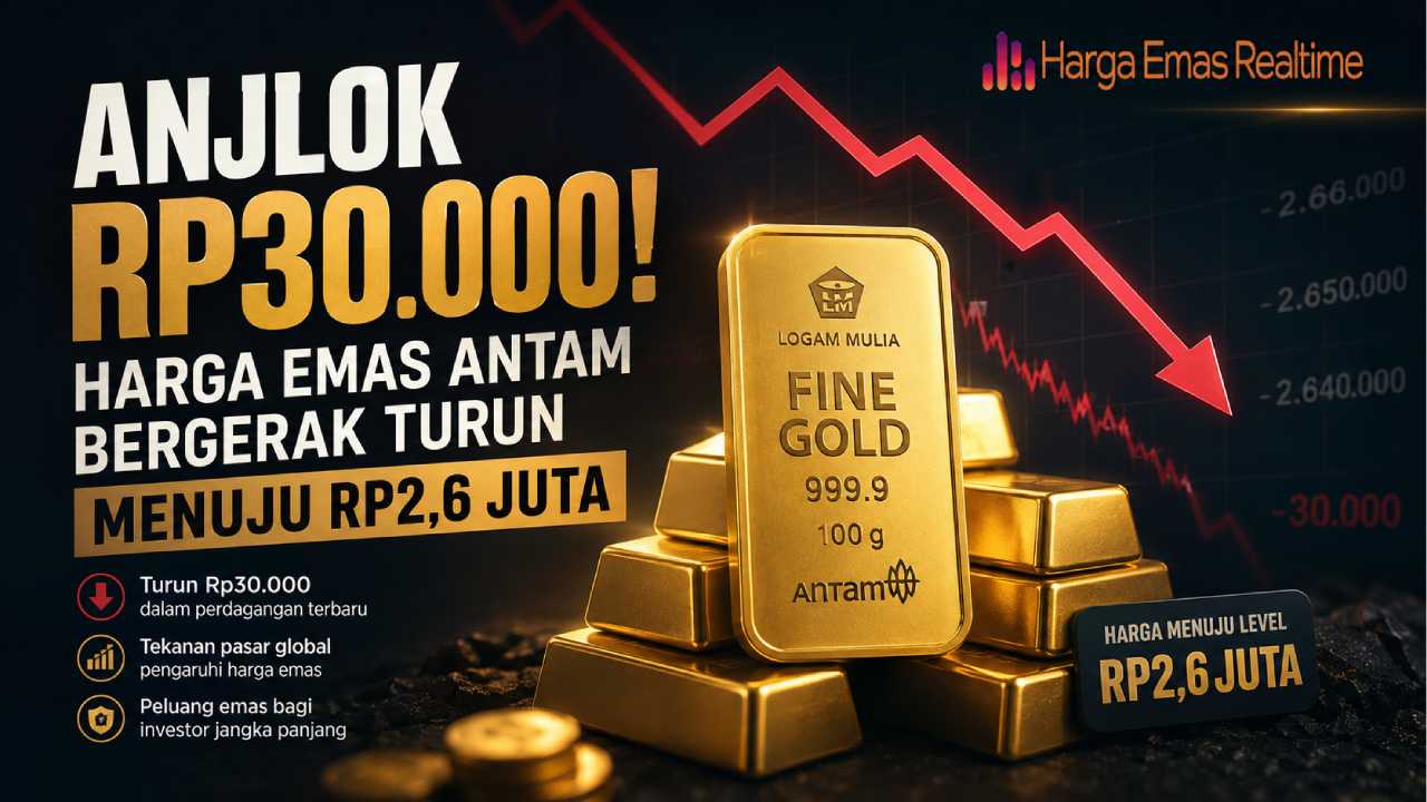 Anjlok Rp30.000! Harga Emas Antam Bergerak Turun Menuju Rp2,6 Juta