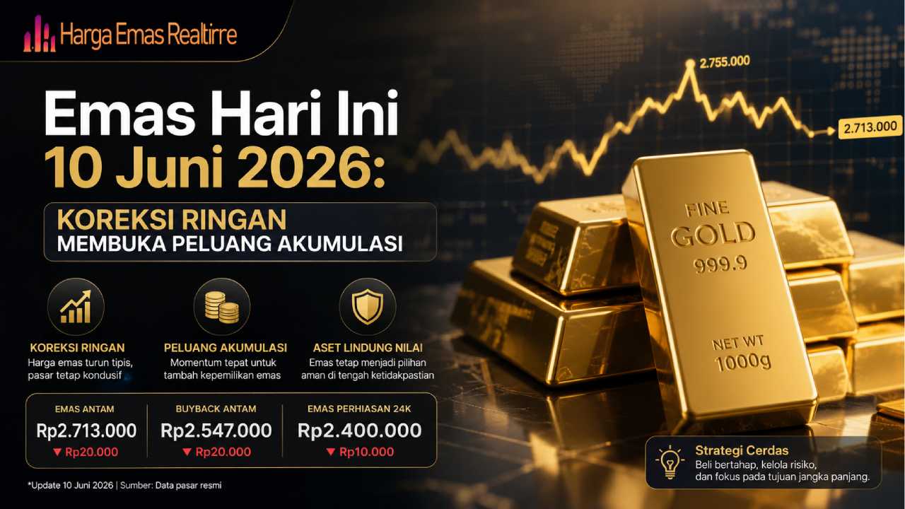 Emas Hari Ini 10 Juni 2026 Koreksi Ringan Membuka Peluang Akumulasi