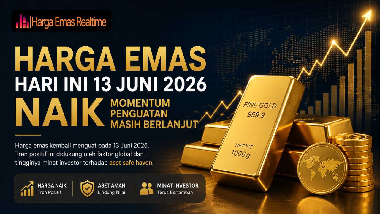 Harga Emas Hari Ini 13 Juni 2026 Naik, Momentum Penguatan Masih Berlanjut