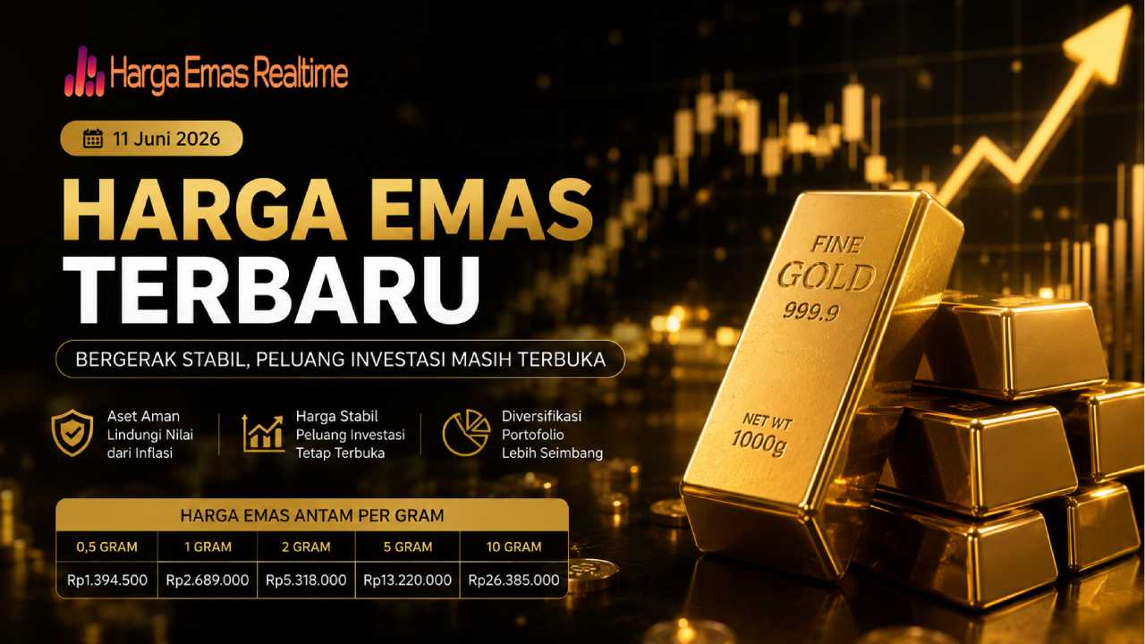 Harga Emas Terbaru 11 Juni 2026 Bergerak Stabil, Peluang Investasi Masih Terbuka