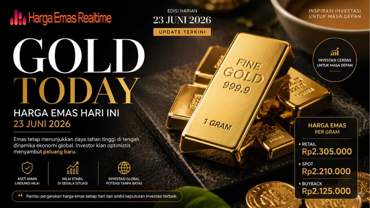 Investor Kian Optimistis, Harga Emas 23 Juni 2026 Tunjukkan Daya Tahan Tinggi