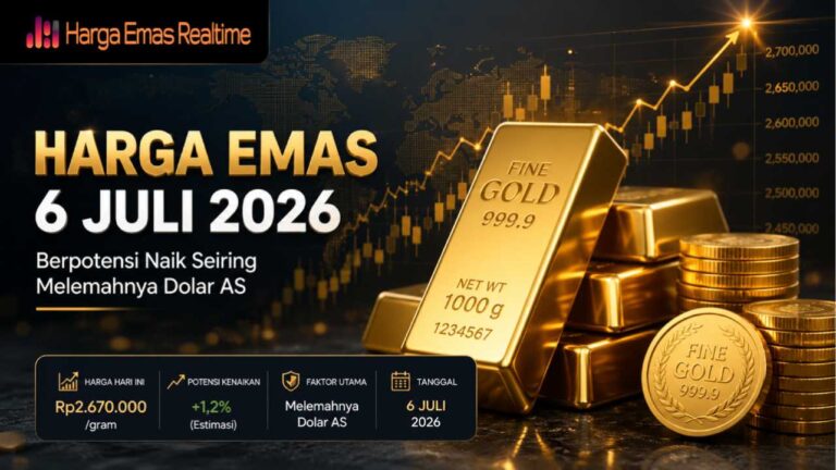 Harga Emas 6 Juli 2026 Berpotensi Naik Seiring Melemahnya Dolar AS