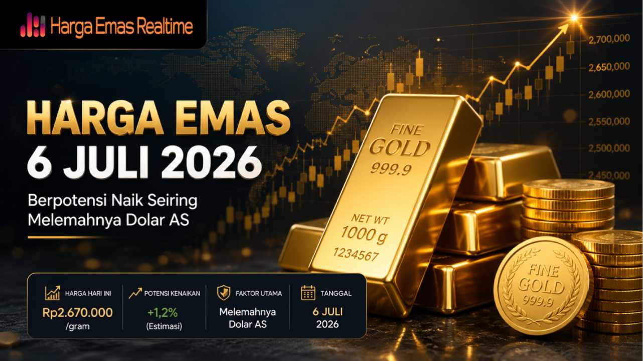 Harga Emas 6 Juli 2026 Berpotensi Naik Seiring Melemahnya Dolar AS