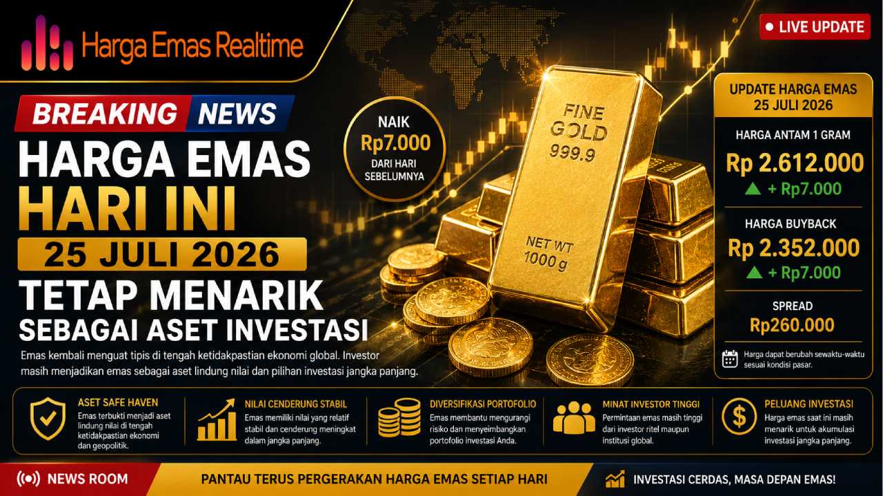 Harga Emas Hari Ini 25 Juli 2026 Tetap Menarik sebagai Aset Investasi