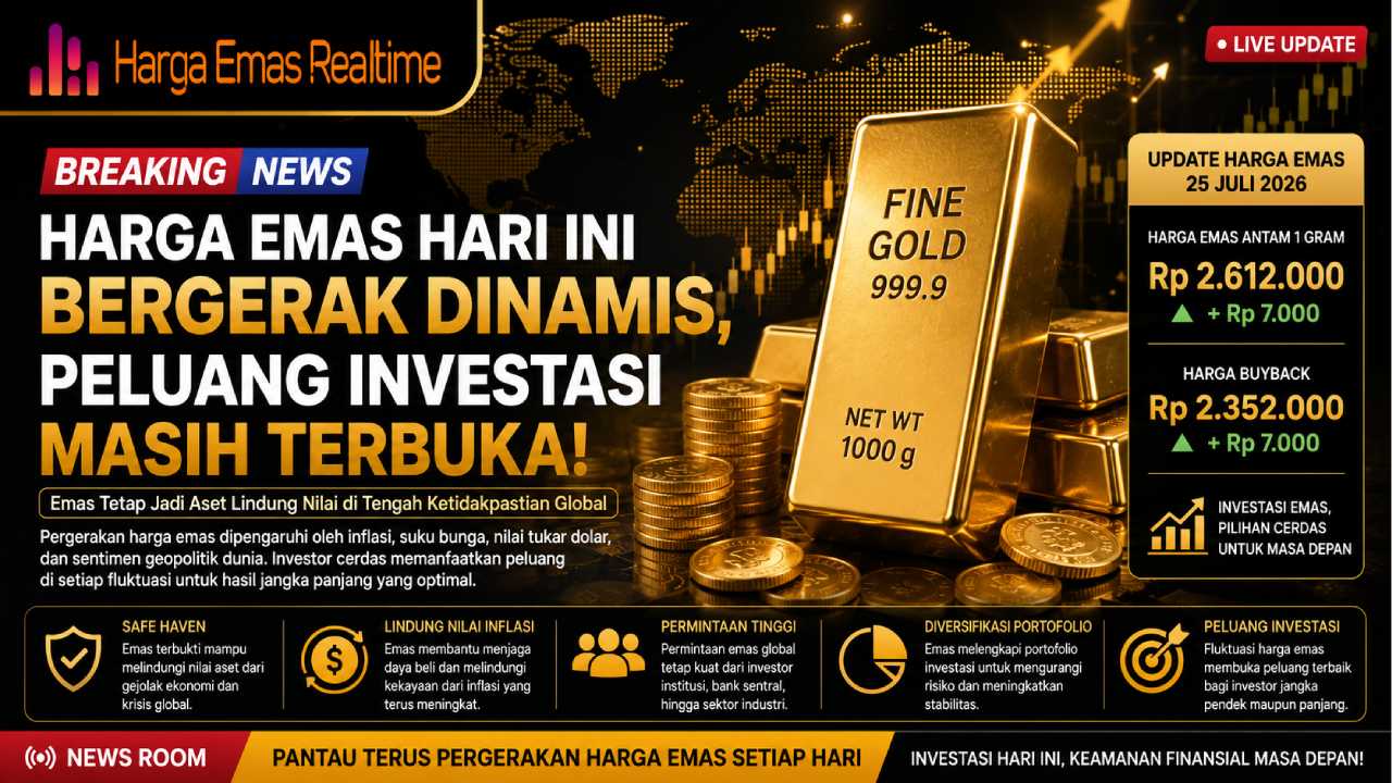 Harga Emas Hari Ini Bergerak Dinamis, Peluang Investasi Masih Terbuka