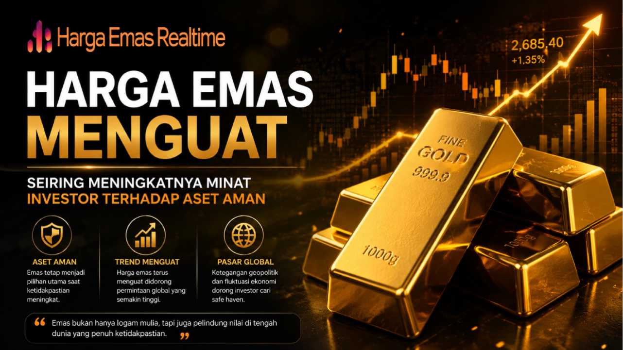 Harga Emas Menguat Seiring Meningkatnya Minat Investor terhadap Aset Aman