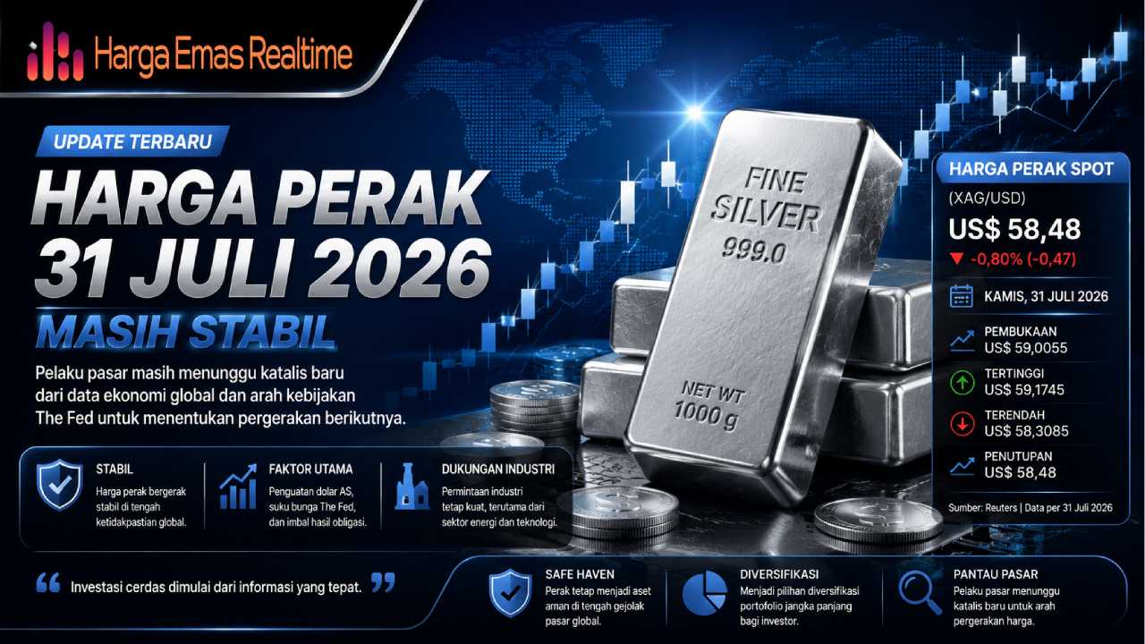 Harga Perak 31 Juli 2026 Masih Stabil, Pelaku Pasar Menunggu Katalis Baru