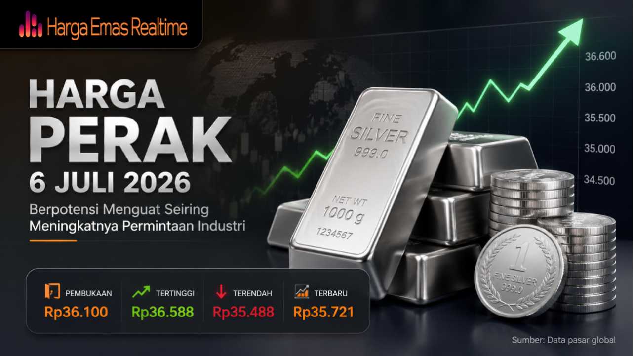 Harga Perak 6 Juli 2026 Berpotensi Menguat Seiring Meningkatnya Permintaan Industri