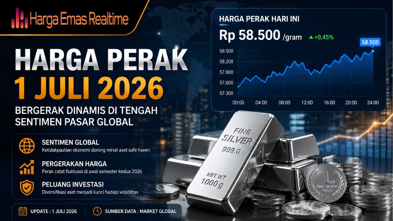 Harga Perak Hari Ini 1 Juli 2026 Bergerak Dinamis di Tengah Sentimen Pasar Global