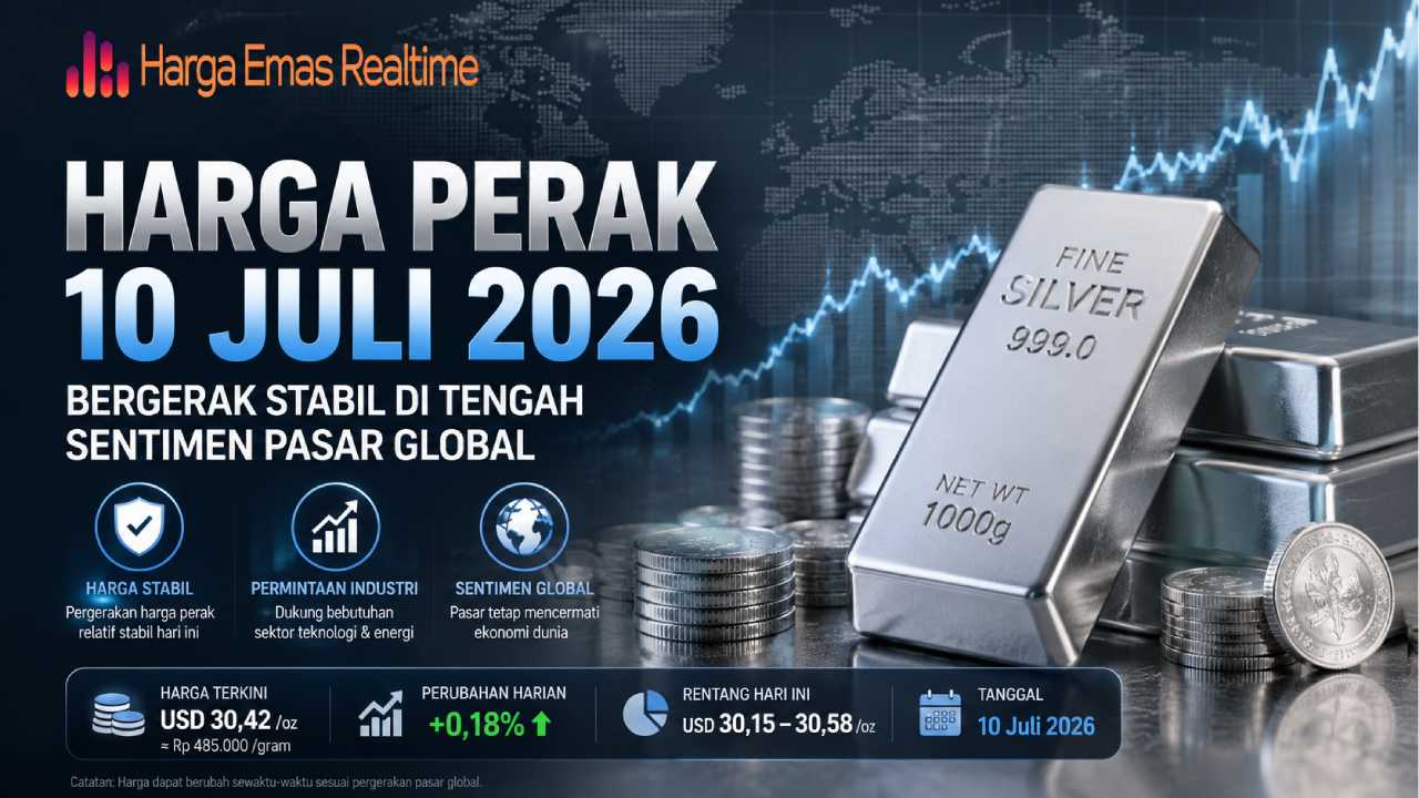 Harga Perak Hari Ini 10 Juli 2026 Bergerak Stabil di Tengah Sentimen Pasar Global