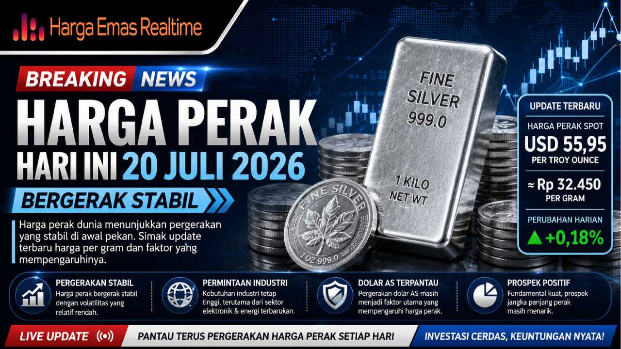 Harga Perak Hari Ini 20 Juli 2026 Bergerak Stabil, Simak Update Terbaru per Gram
