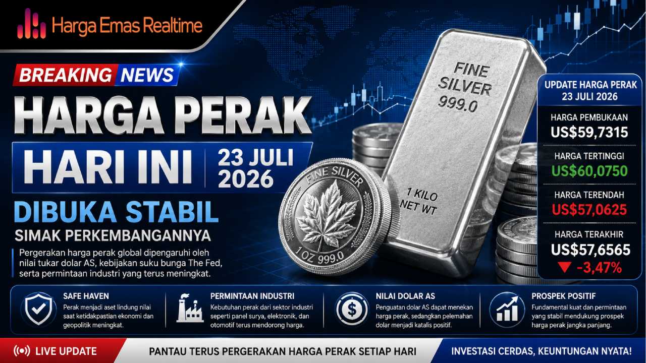 Harga Perak Hari Ini 23 Juli 2026 Dibuka Stabil, Simak Perkembangannya