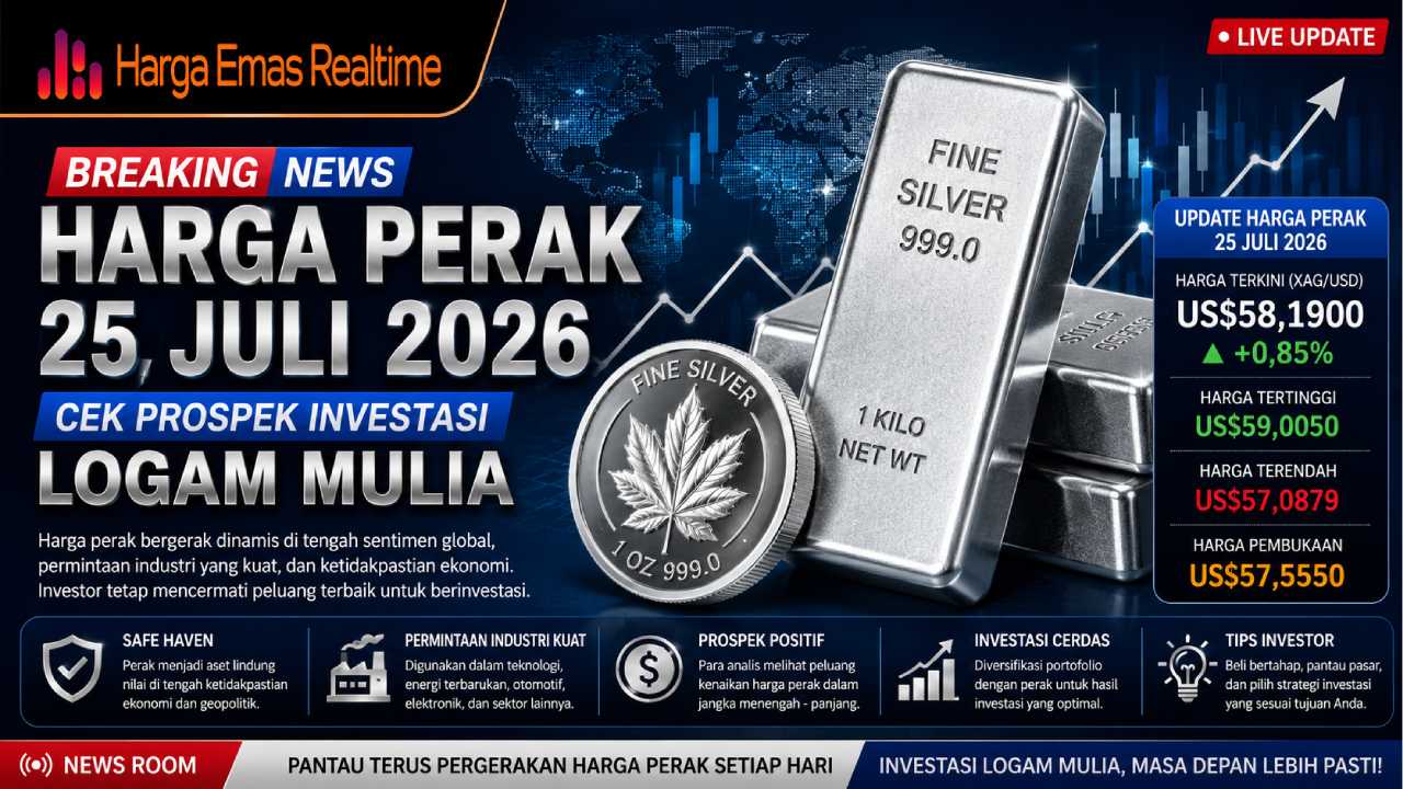Harga Perak Hari Ini 25 Juli 2026, Cek Prospek Investasi Logam Mulia
