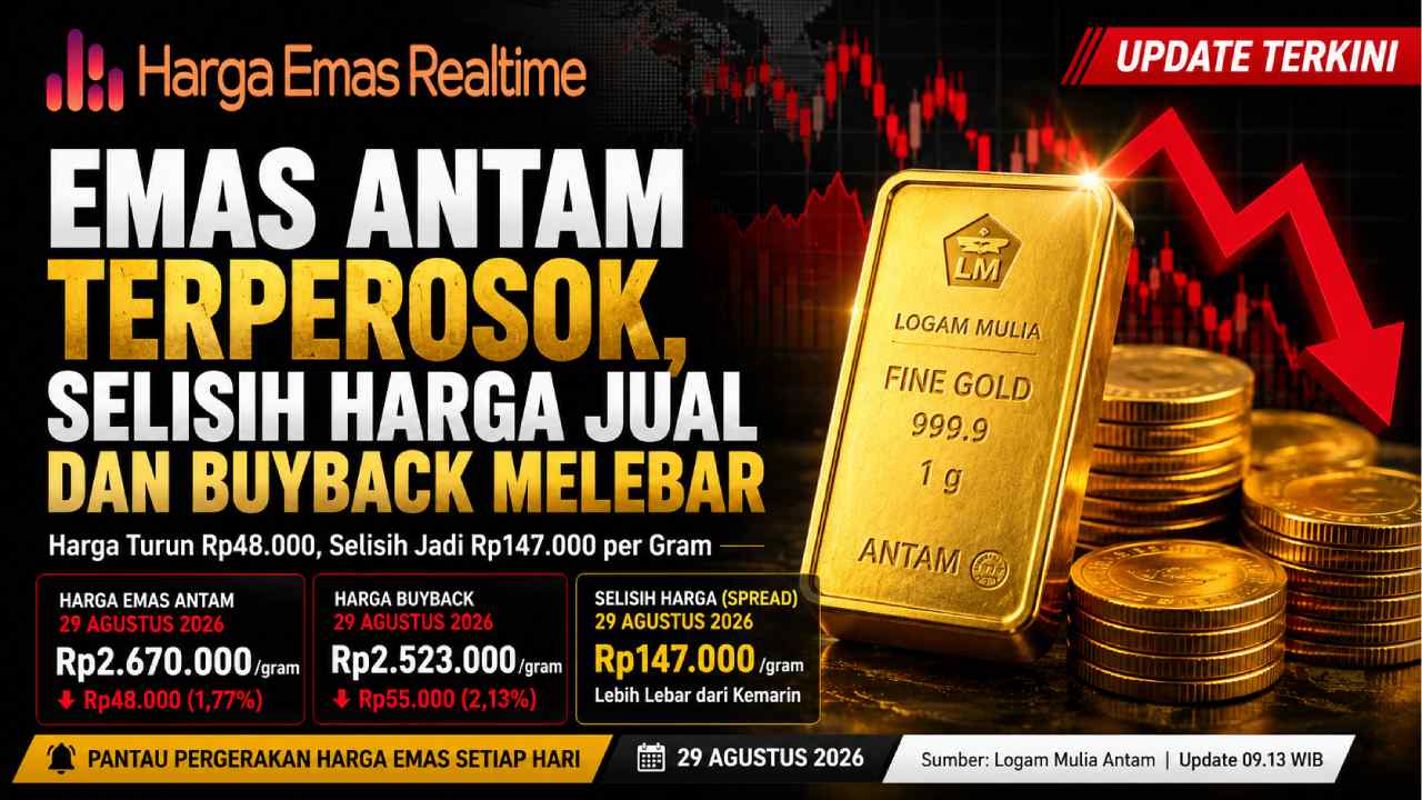 Emas Antam Terperosok, Selisih Harga Jual dan Buyback Melebar