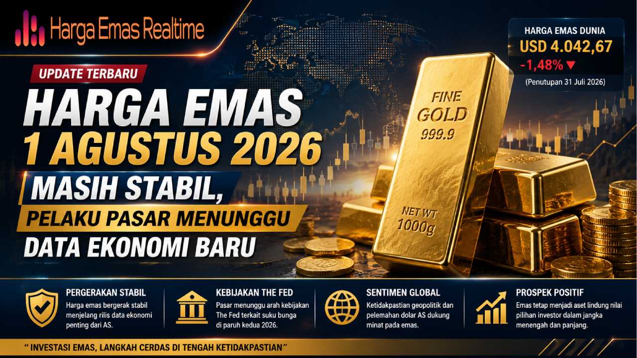 Harga Emas 1 Agustus 2026 Masih Stabil, Pelaku Pasar Menunggu Data Ekonomi Baru