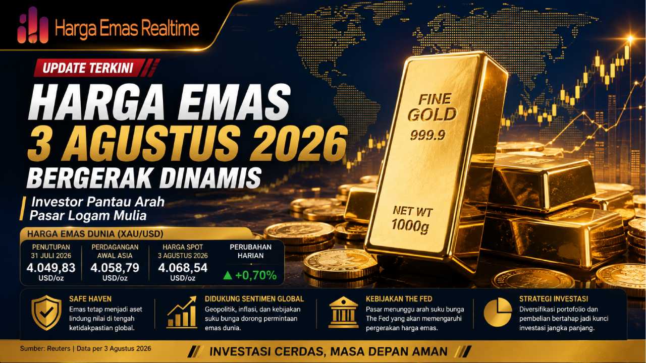 Harga Emas 3 Agustus 2026 Bergerak Dinamis, Investor Pantau Arah Pasar Logam Mulia