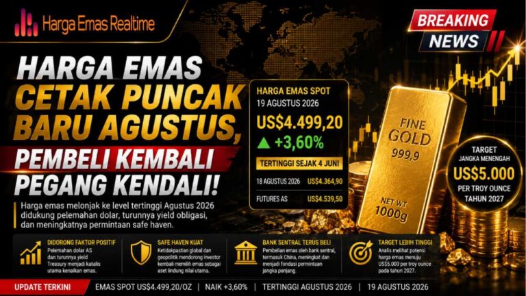 Harga Emas Cetak Puncak Baru Agustus, Pembeli Kembali Pegang Kendali