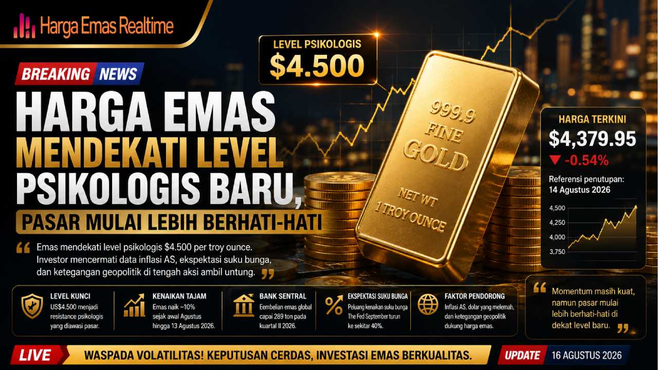 Harga Emas Mendekati Level Psikologis Baru, Pasar Mulai Lebih Berhati-hati