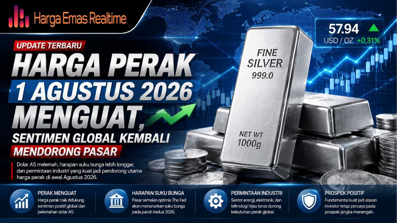 Harga Perak 1 Agustus 2026 Menguat, Sentimen Global Kembali Mendorong Pasar