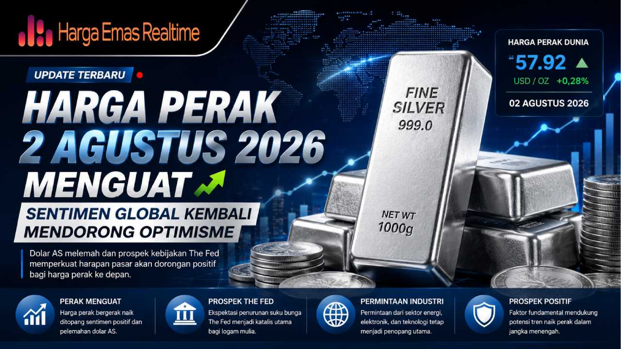 Harga Perak 2 Agustus 2026 Menguat, Sentimen Global Kembali Mendorong Optimisme
