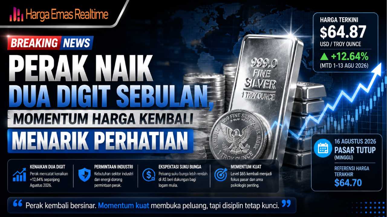 Perak Naik Dua Digit Sebulan, Momentum Harga Kembali Menarik Perhatian