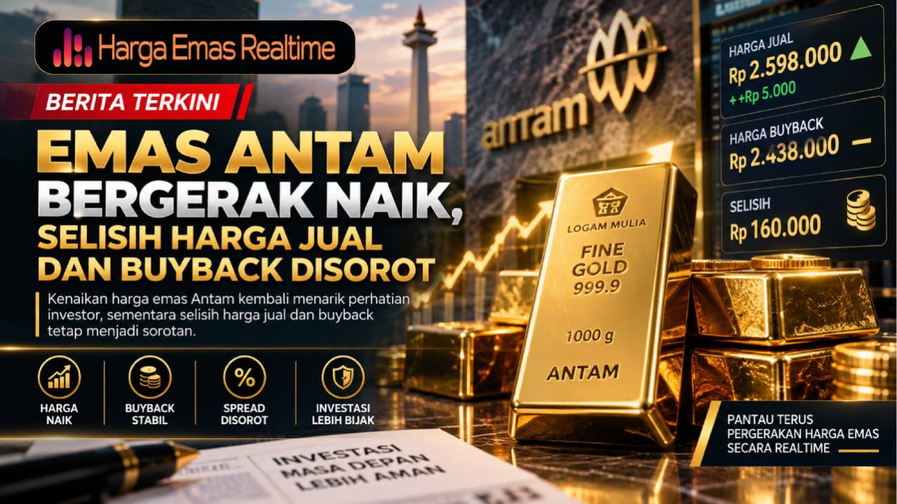 Emas Antam Bergerak Naik, Selisih Harga Jual dan Buyback Disorot