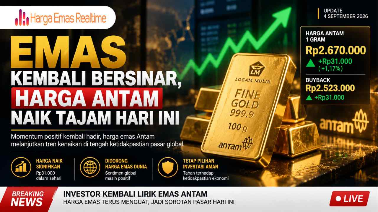 Emas Kembali Bersinar, Harga Antam Naik Tajam Hari Ini