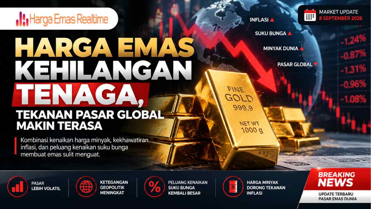 Harga Emas Kehilangan Tenaga, Tekanan Pasar Global Makin Terasa