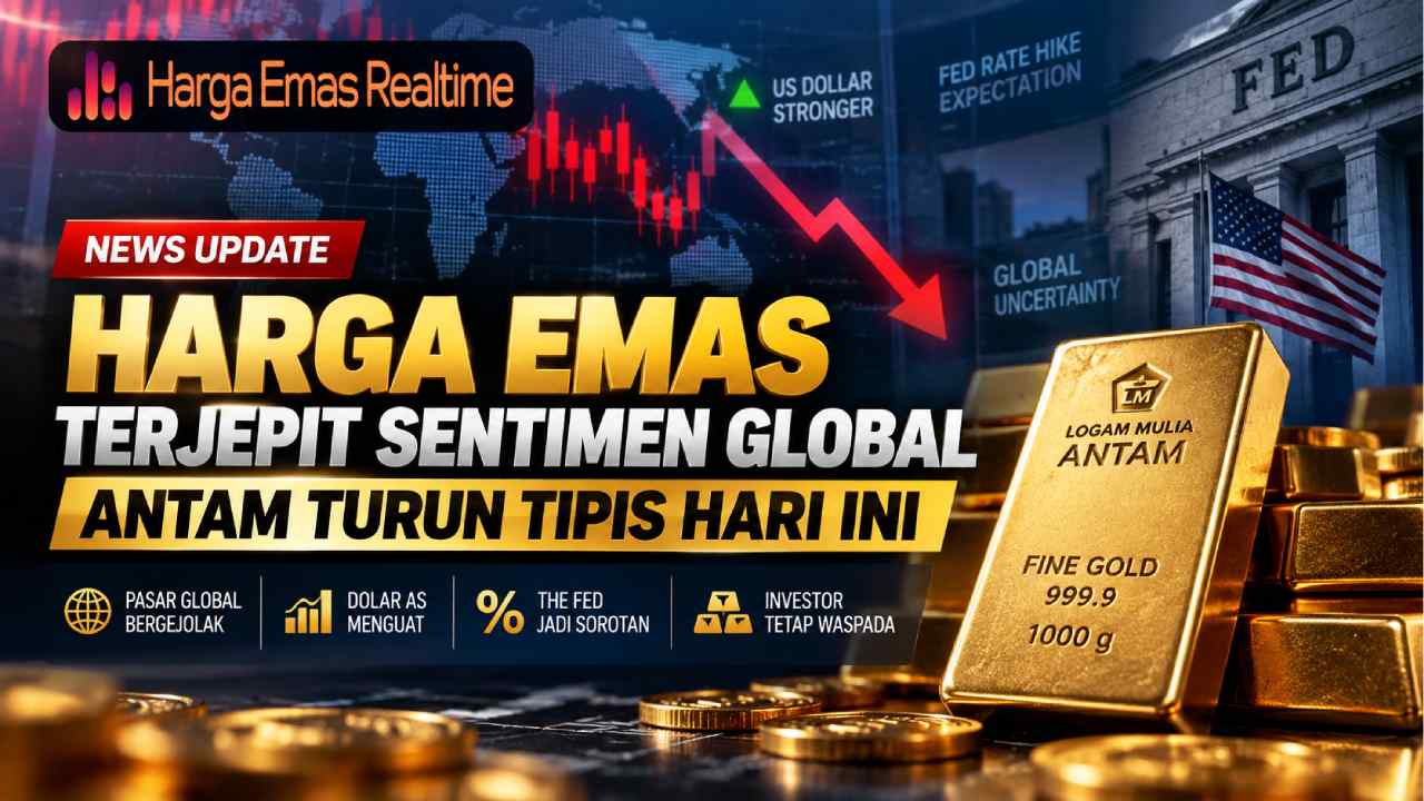Harga Emas Terjepit Sentimen Global, Antam Turun Tipis Hari Ini