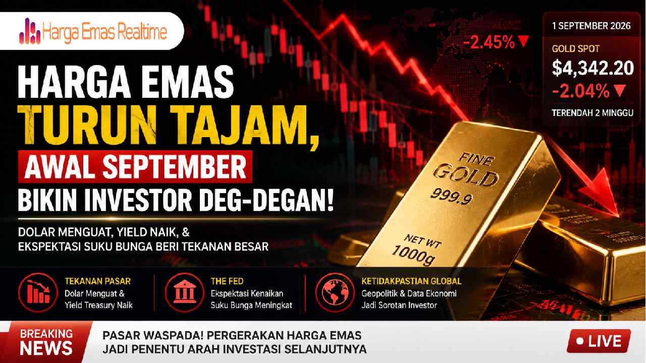 Harga Emas Turun Tajam, Awal September Bikin Investor Deg-degan