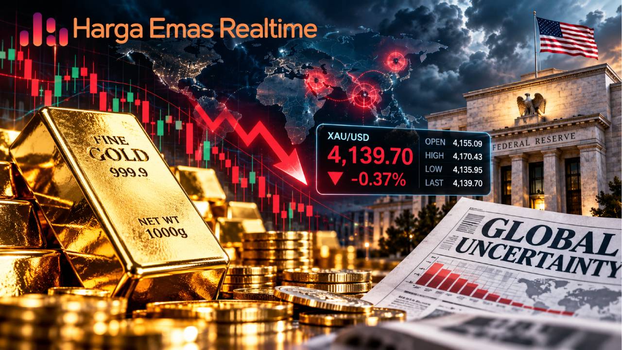 Harga Emas Bertahan Tipis di Tengah Guncangan Global